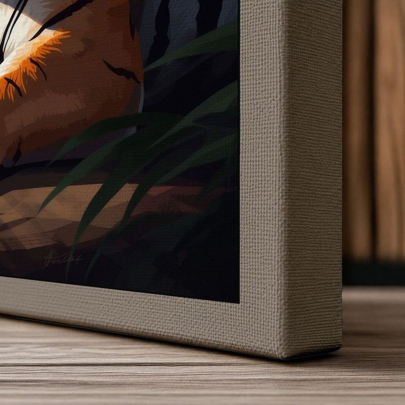 Jungle Sentinel Rustic - Wrapped Canvas, 18x12 - 45.7 x 30.5 cm, Taupe Border