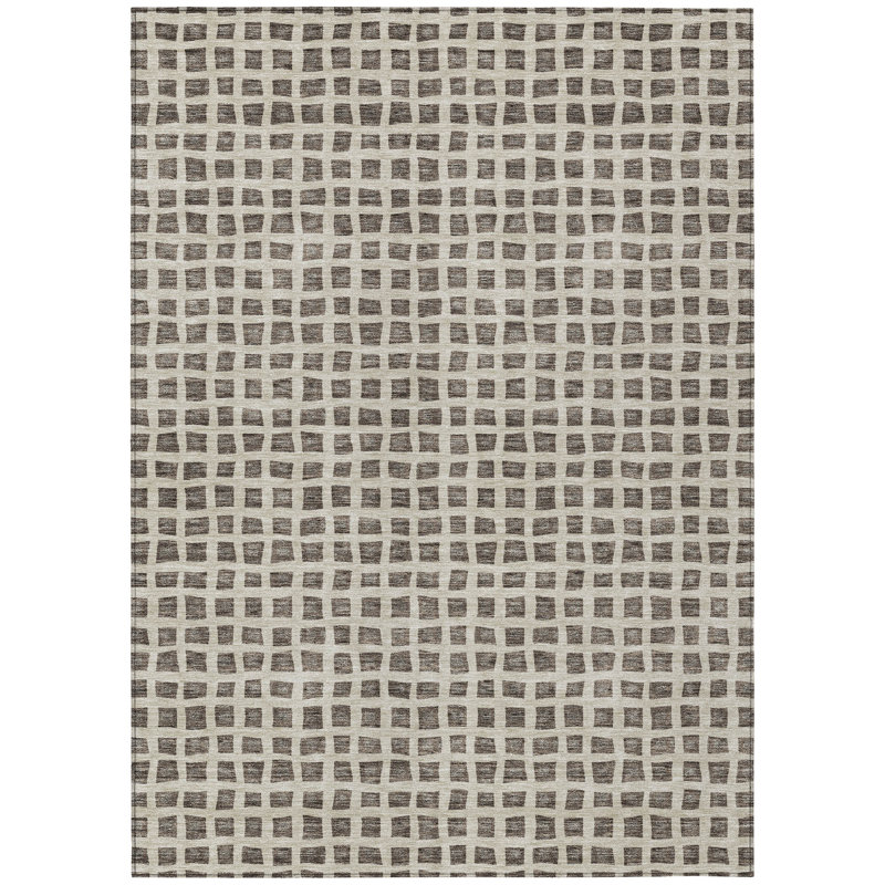 Machine Washable Indoor/Outdoor Chantille ACN727 GeometricRug, 5' x 7'6", Brown