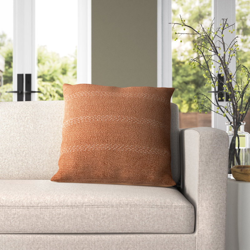 Housse et insert de coussin carré en coton Lexington, Terre cuite, Housse de coussin seulement - sans coussin