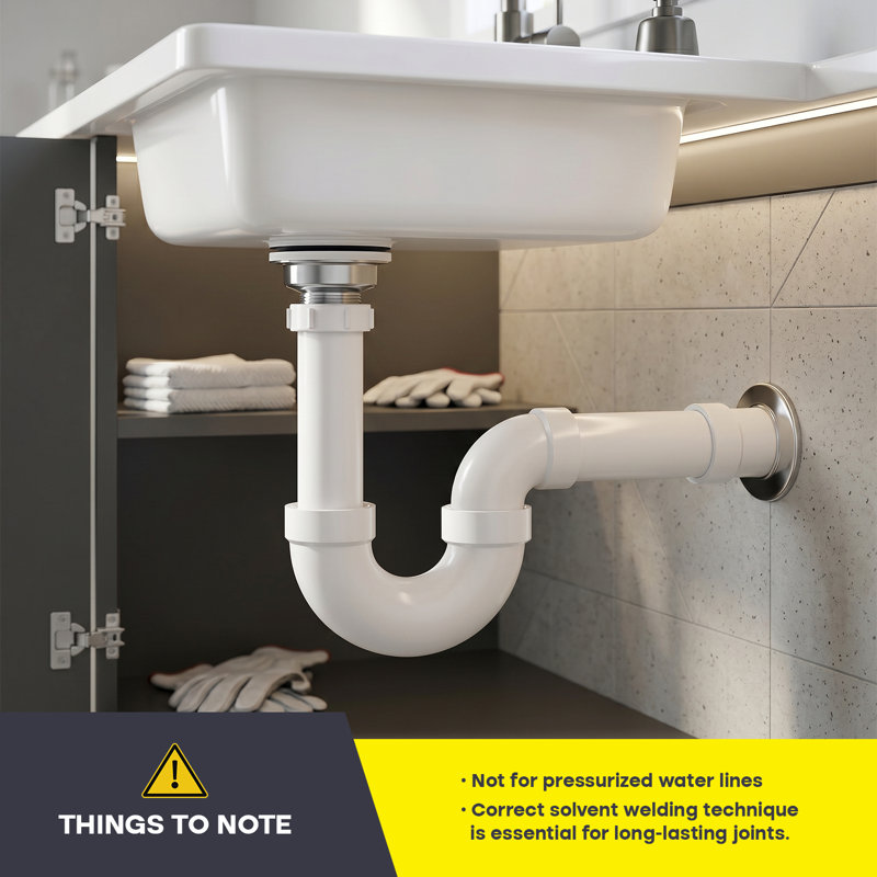 Siphon en P 4 po en PVC avec joint de soudure H x H, drain en PVC blanc, raccord d'évacuation et d'évacuation, (paquet de 4)