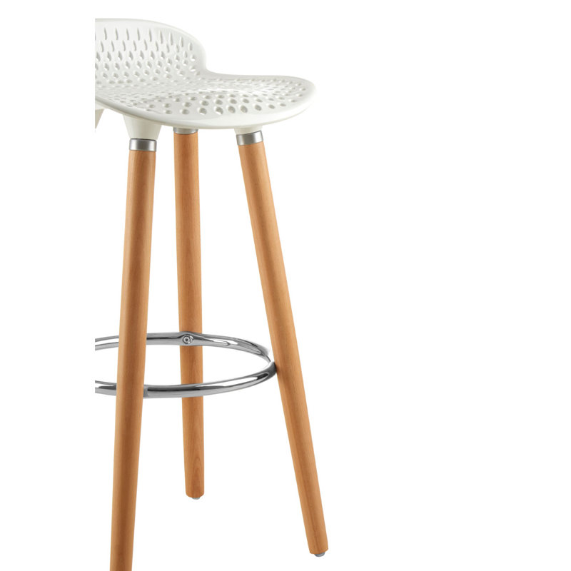 Kai Counter Stool with Solid Wood Frame, White