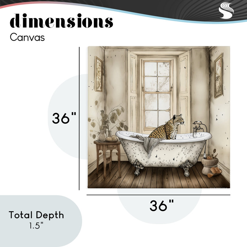 Toile neutre Leopard Bathtime, design par Sasha, H 36 po x l 36 po