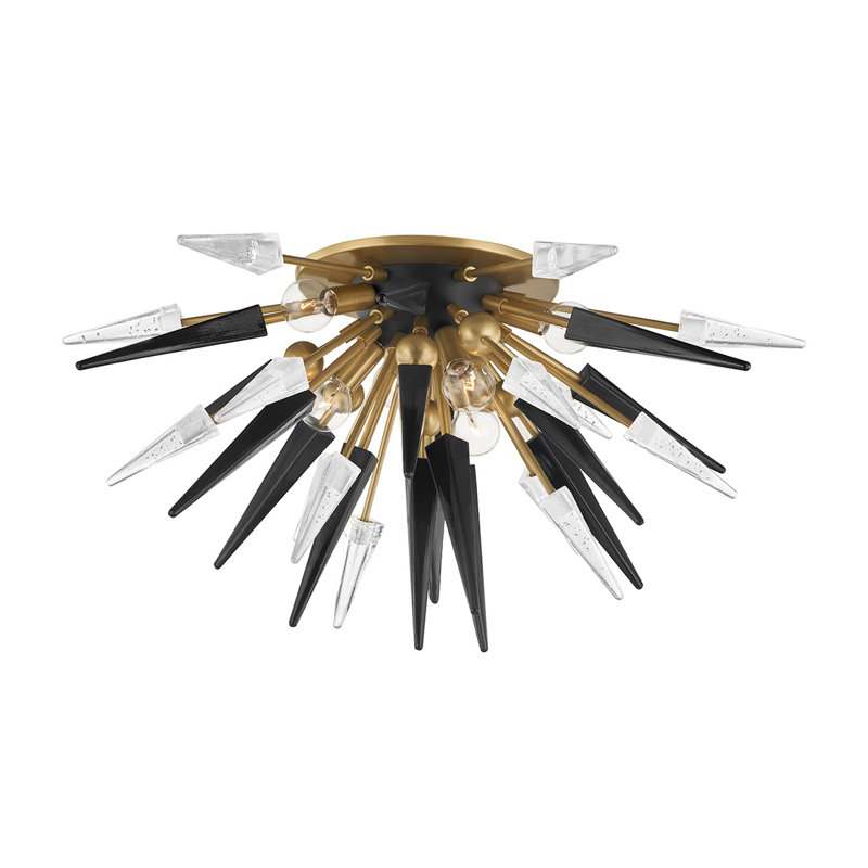 Sparta 6 Light Semi Flush, Aged Brass