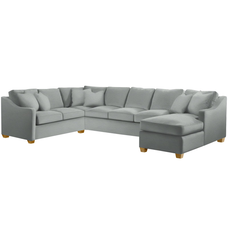 Oliver Sectional, Honey, Right Hand Facing, Sunbrella Blue Pinstripe; 6205-64