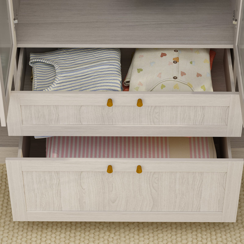 Armoire 6 portes 2 tiroirs avec zone de suspension et compartiments de rangement Sebi