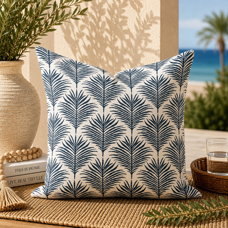Housse de coussin d'extérieur bleu marine, Carré 17 po