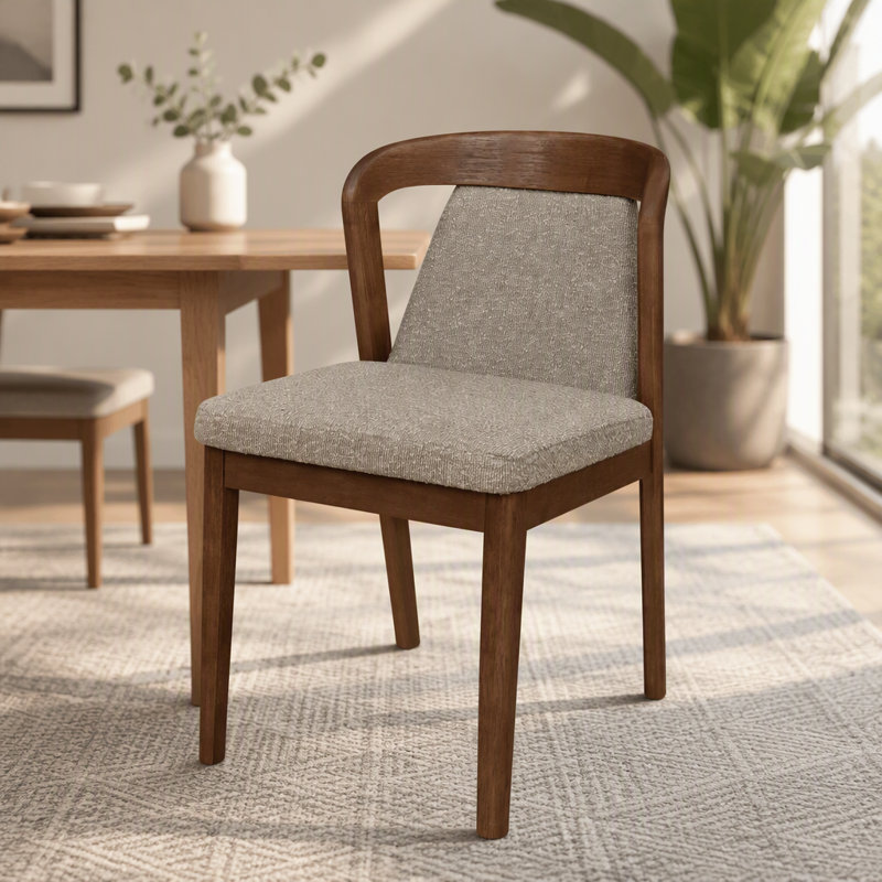 Chaises de salle à manger rembourrées sans dossier, Marron clair, Marron clair