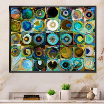Colourful Green and Turquoise Element - Floater Frame Print on Canvas