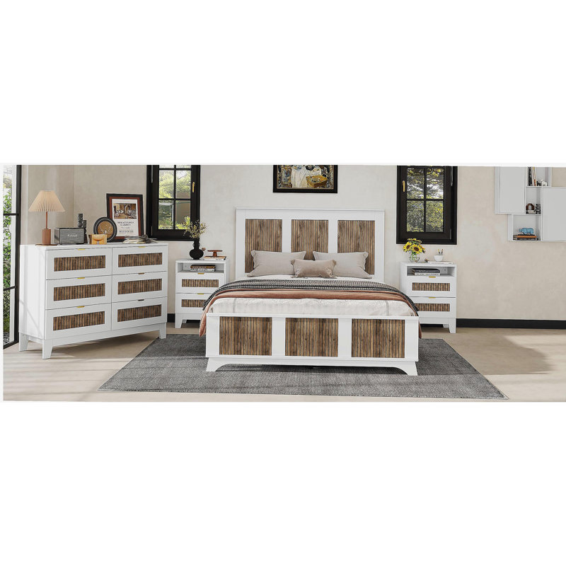 Lit plateforme en bois de style campagnard, lit plateforme moderne avec garniture en bois, support de poutre en contreplaqué