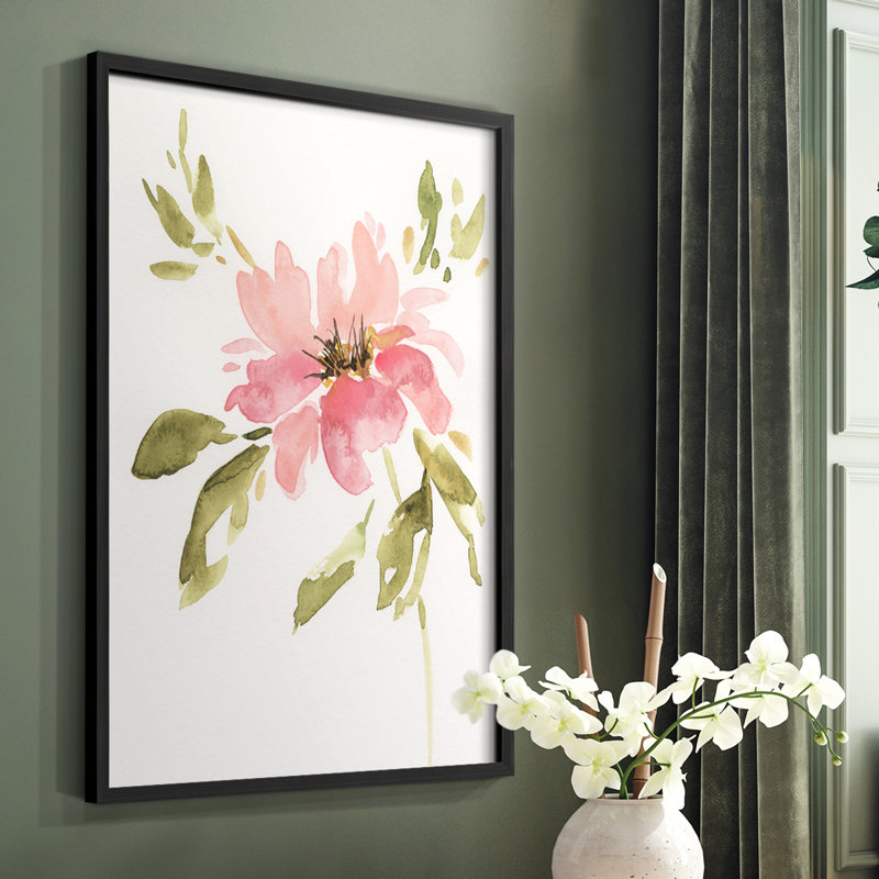 One Pink Bloom II, reproduction encadrée - bois massif, H 10 po x l 8 po, Cadre simple noir