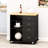 30.98W X 17.79D 33.59H Kitchen Cart - Black Wood, 2 Drawers, 1 Door Modern Design With Lockable , Assembly Required Wood Contemporary Style, Functional Storage Rolling-1422072376