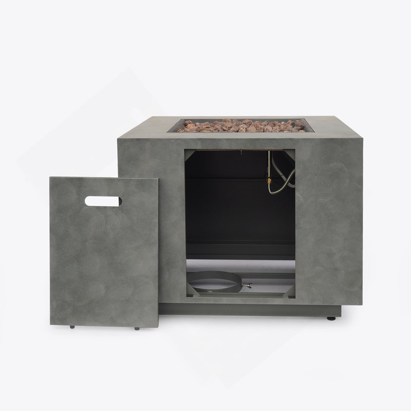 SQUARE IRON FIRE PIT-50 000 BTU, Stone Gray