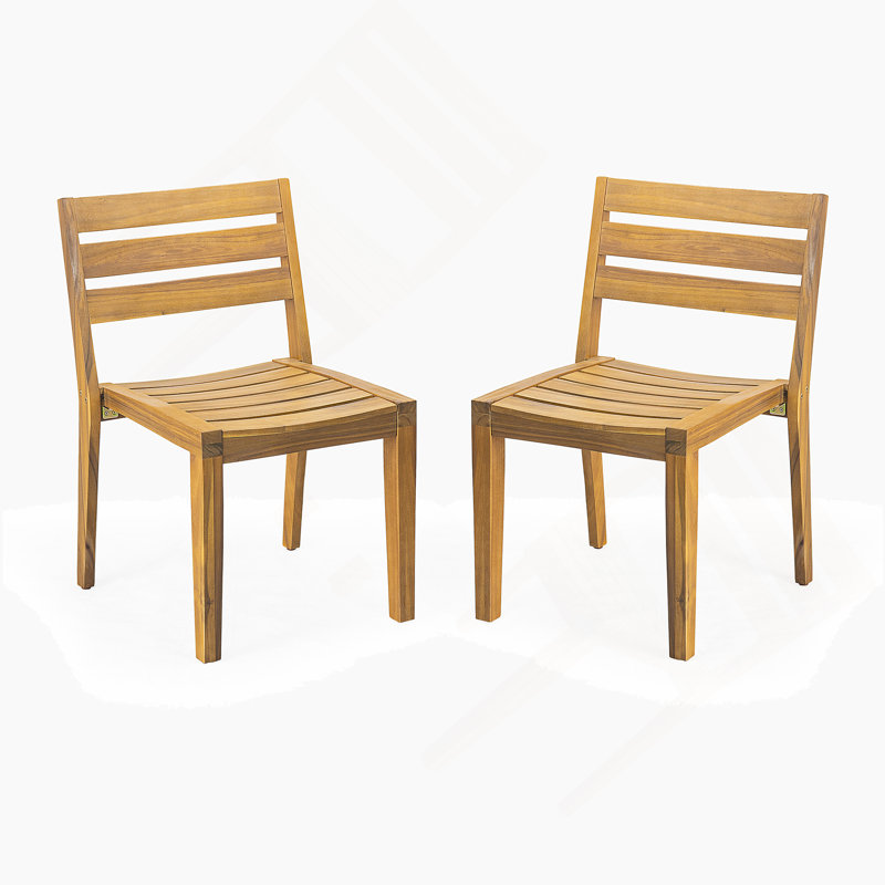 Ensemble de 2 chaises de salle à manger d'extérieur, chaise d'appoint en bois pour patio