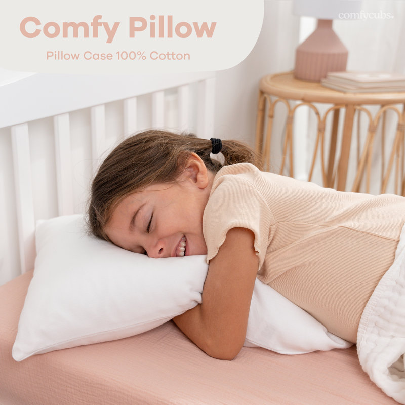 White Cotton Toddler Pillow with Pillowcase, 13"x18"