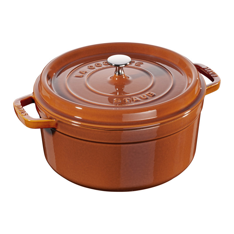 La Cocotte Cast Iron Round Cocotte, Burnt Orange, 2.75 quarts