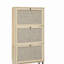 Étagère à chaussures en rotin 3 portes, armoire de rangement pour chaussures moderne autoportante