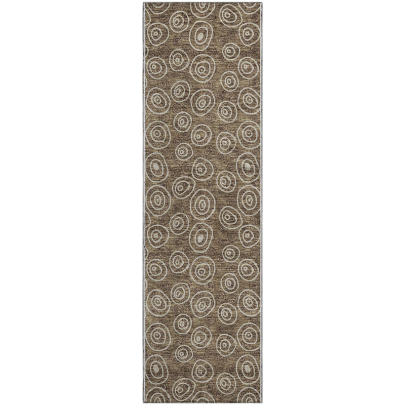 Tapis brun Prisco lavable à la machine de qualité supérieure, Tapis de couloir 2 pi 3 po x 7 pi 6 po