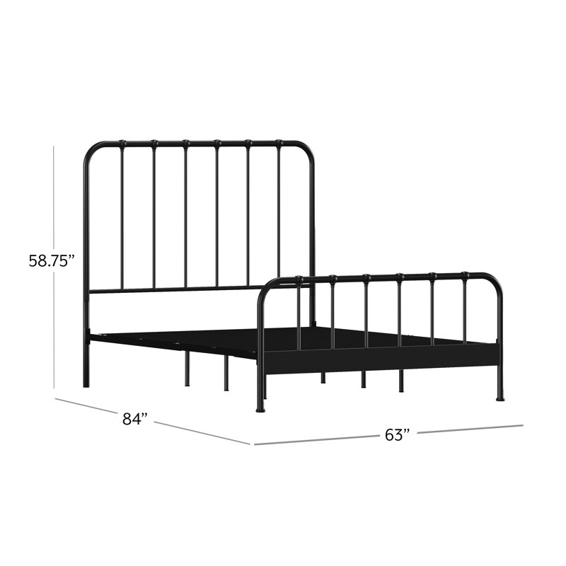 Sebbie Metal Complete Bed With Polydeck, Black, Queen