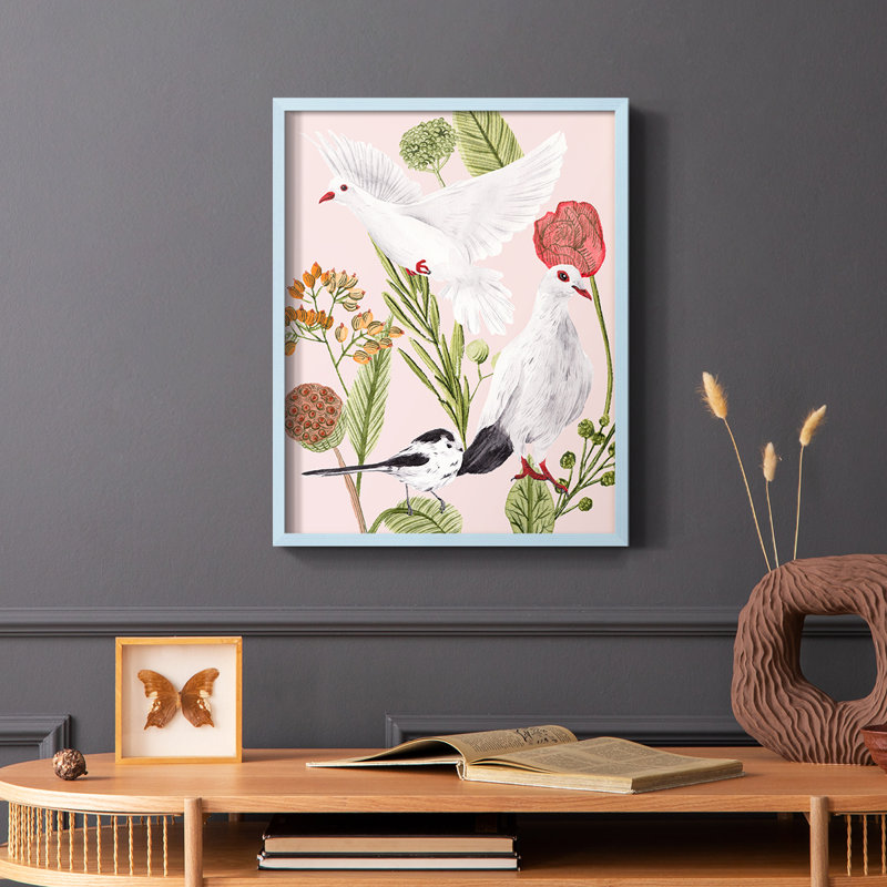 Birds in Motion I, reproduction encadrée - bois massif, Bleu, H 10 po x l 8 po