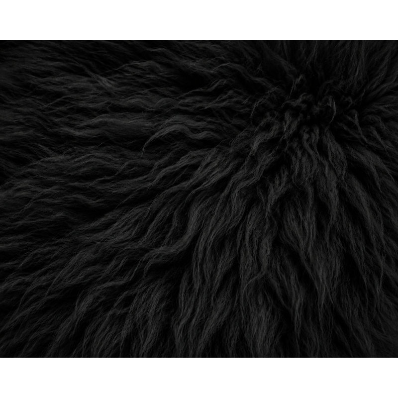 Premium Genuine Long Wool Sheepskin Univeral Fit Front Car Seat Cover (1) Pc, Black