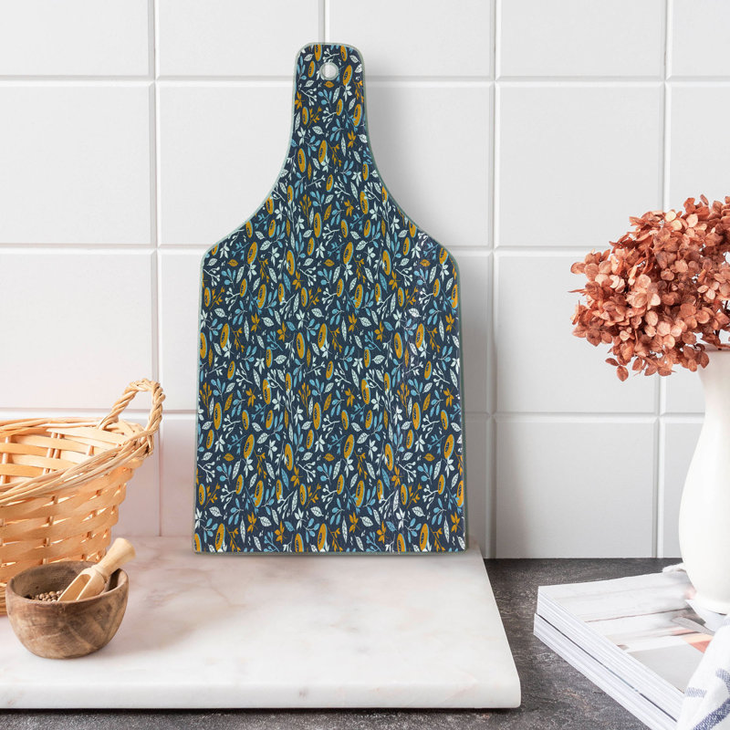 Ambesonne Leaf Tempered Glass Cutting Board Spring Branches Pattern Multicolor