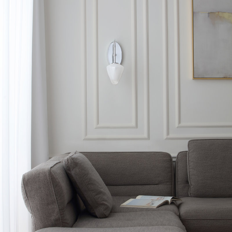 VidaLite Nimbus 1-Light Polished Nickle Wall Sconce Light With Snow White Glass Shades, Modern & Contemporary Style Wall Lamp