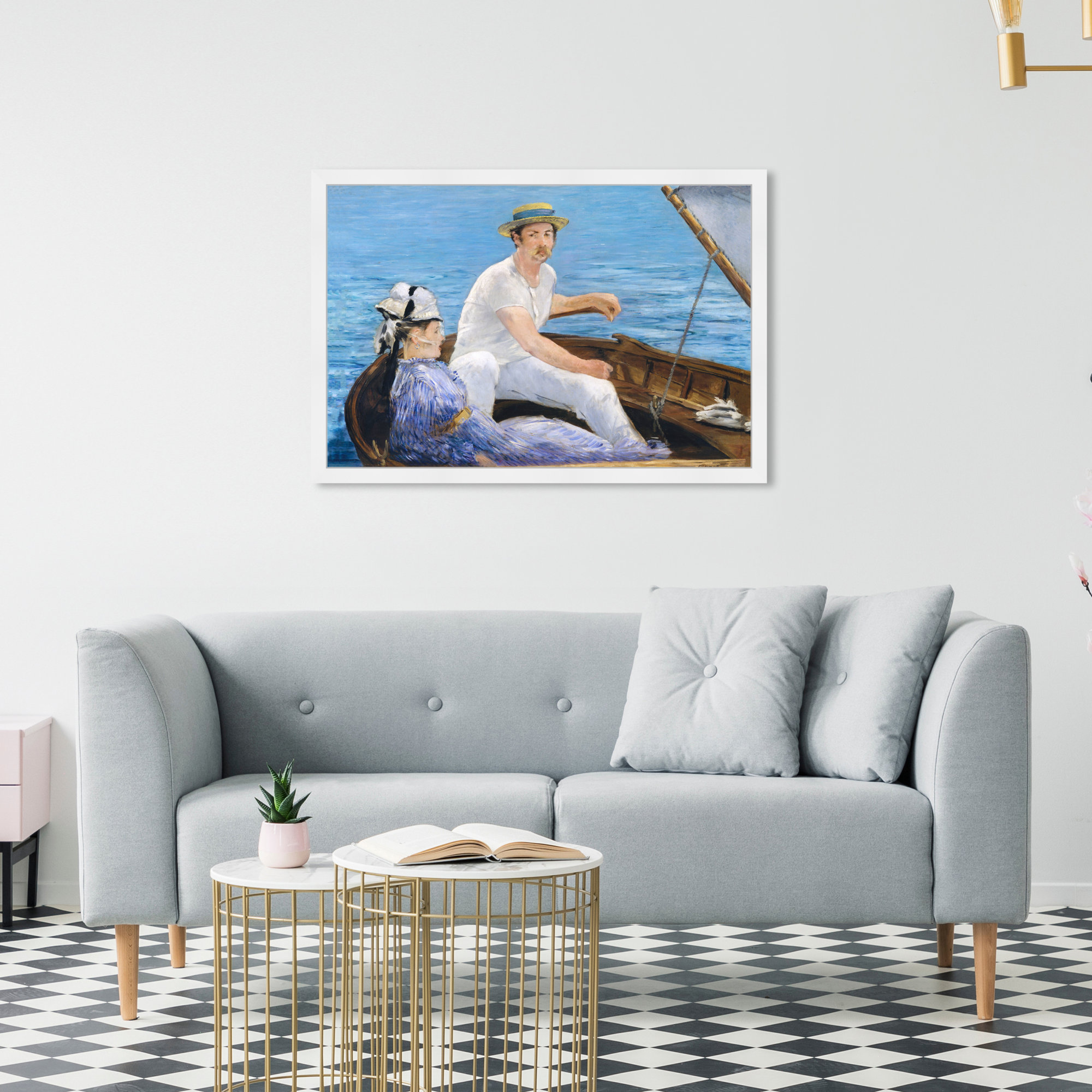 Manet - Boating 1974, 22" H x 32" W x 0.5" D, White