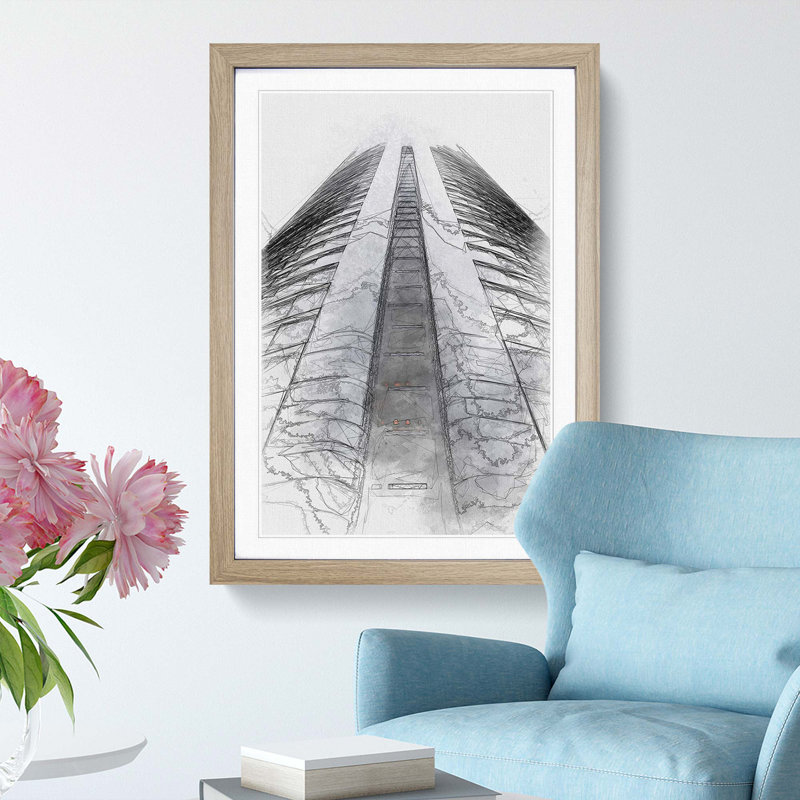 Sketching the Architecture Vol.50 - Picture Frame Drawing Print, Oak Framed, 65cm H x 48cm W x 2cm D
