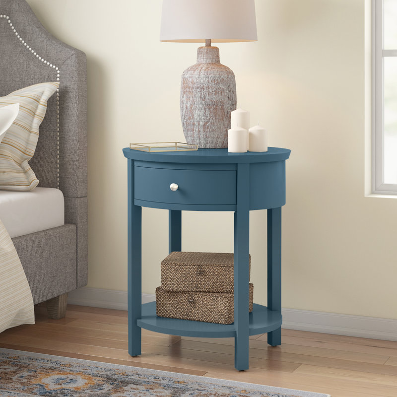 Zaheed End Table with Storage, Bluesteel