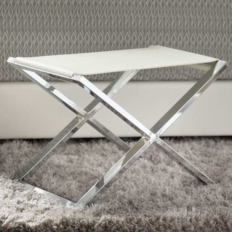 Table de bout à pieds croisés Chromium, Blanc