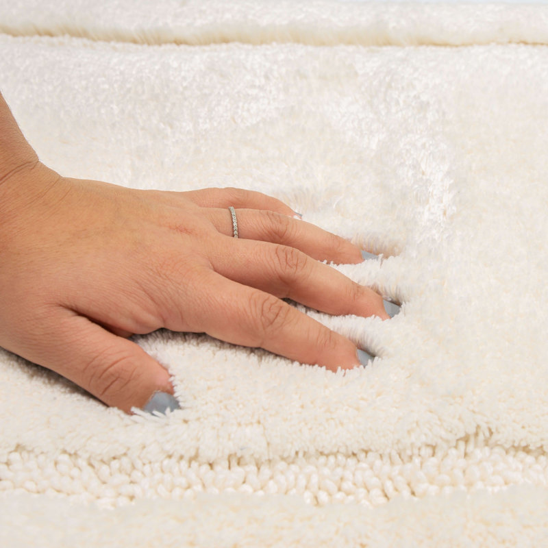 Kalb Solid Cotton Non Slip Machine Washable Bath Rug, 24" W x 60" L, Parchment