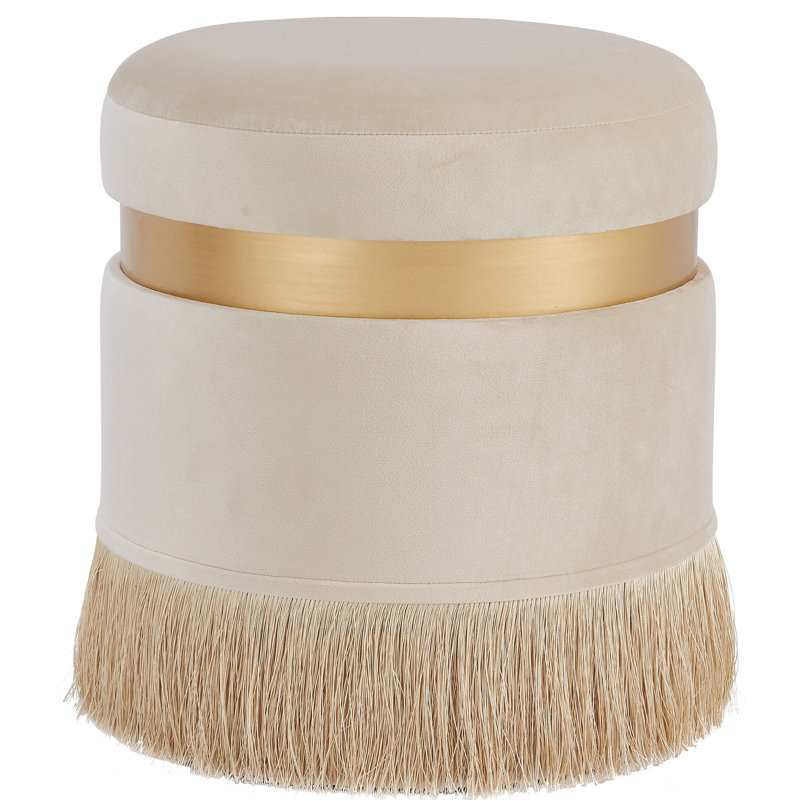 Laurelai Velvet Ottoman, Cream