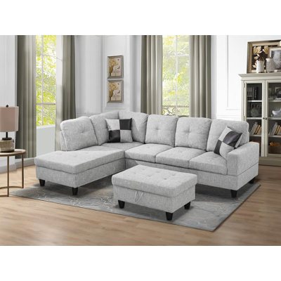 Canapé modulaire en forme de L de 103 po avec repose-pieds de rangement
