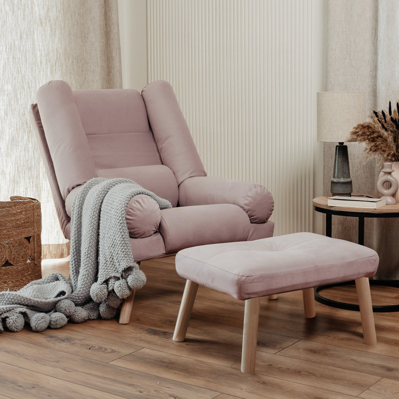 Upholstered Armchair, Pink