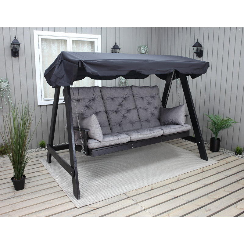 Youngs 3 - Person Hanging Porch Swing and Cushions, Dark Coffee, Black