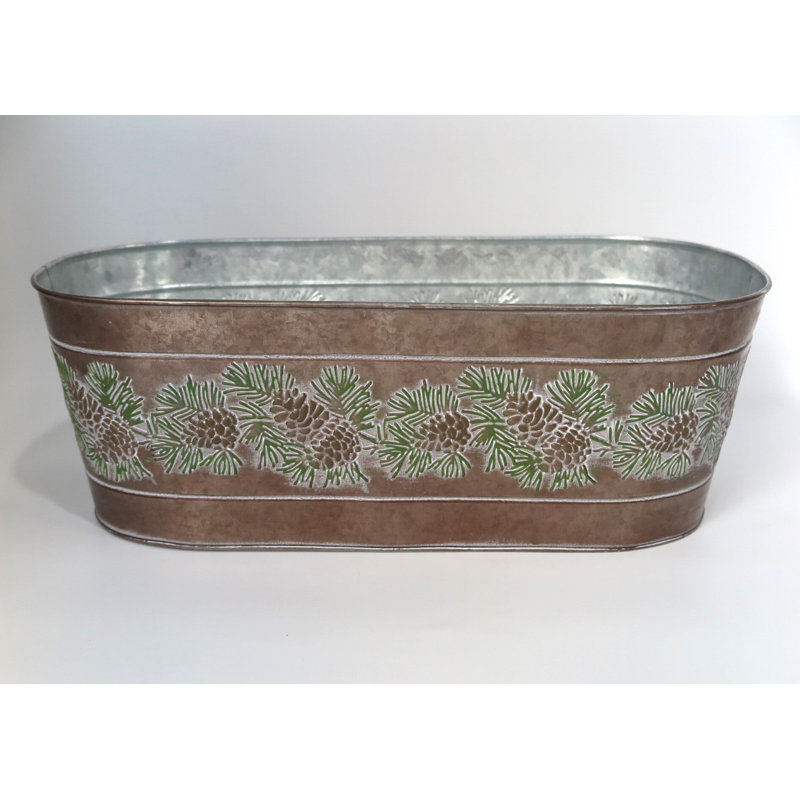 Pot à fleurs embossé, H 5,1 po x l 16,5 po x P 8,1 po