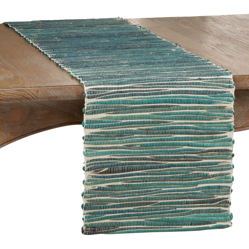 Kendari Water Hyacinth Table Runner, Turquoise, 14" x 72"