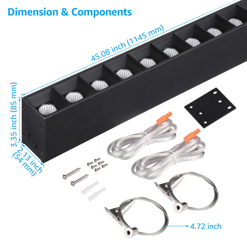 Commercial Grade Linkable 4FT LED Linear Light, Dimmable Office Lighting, 4000K Cool White