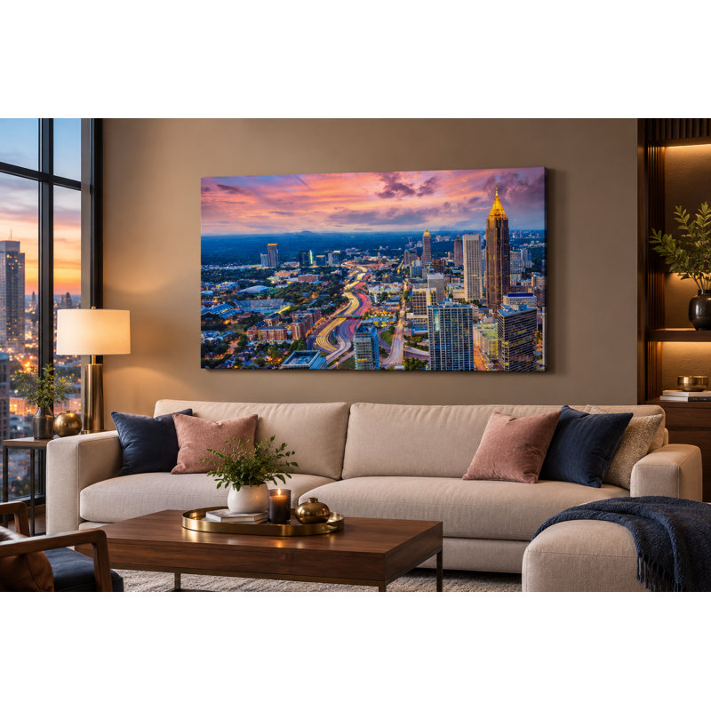 Atlanta City Skyline Wrapped Canvas Wall Art, 81.3cm H x 121.9cm W