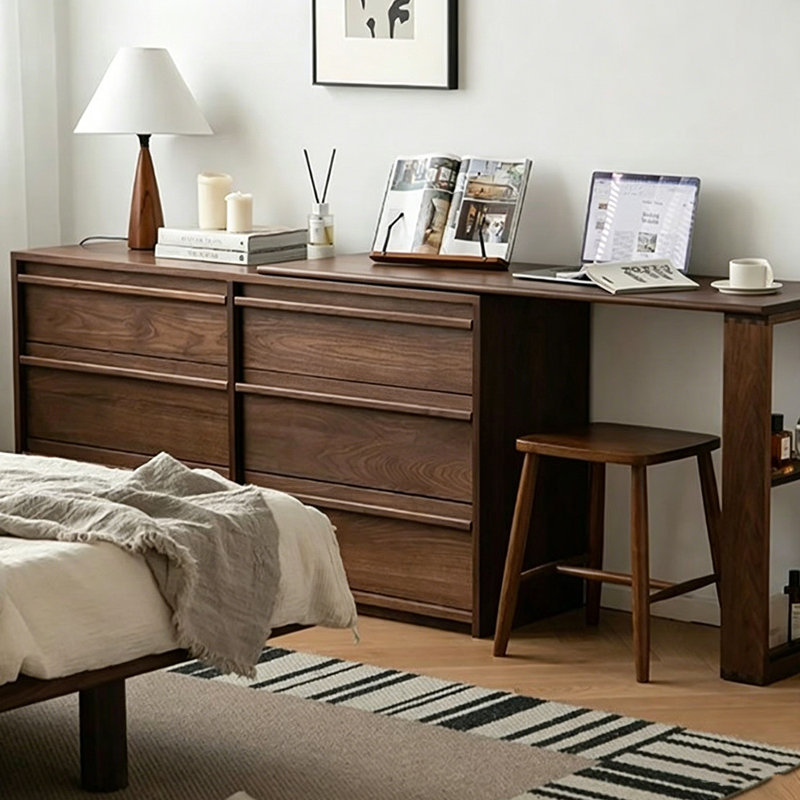 102.36"Simple solid wood chest of drawers and dressing table in one piece, 29.53" H x 102.36" W x 16.54" D