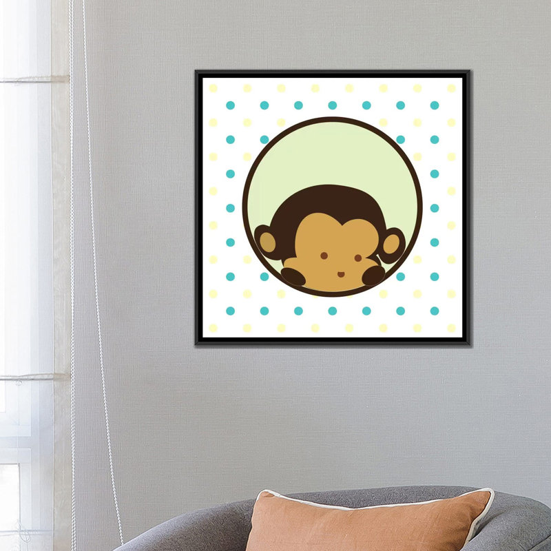 Arabelle «Kids Children Monkey Face», impression sur toile tendue, H 18 po x l 18 po x P 1,5 po, Toile encadrée noire