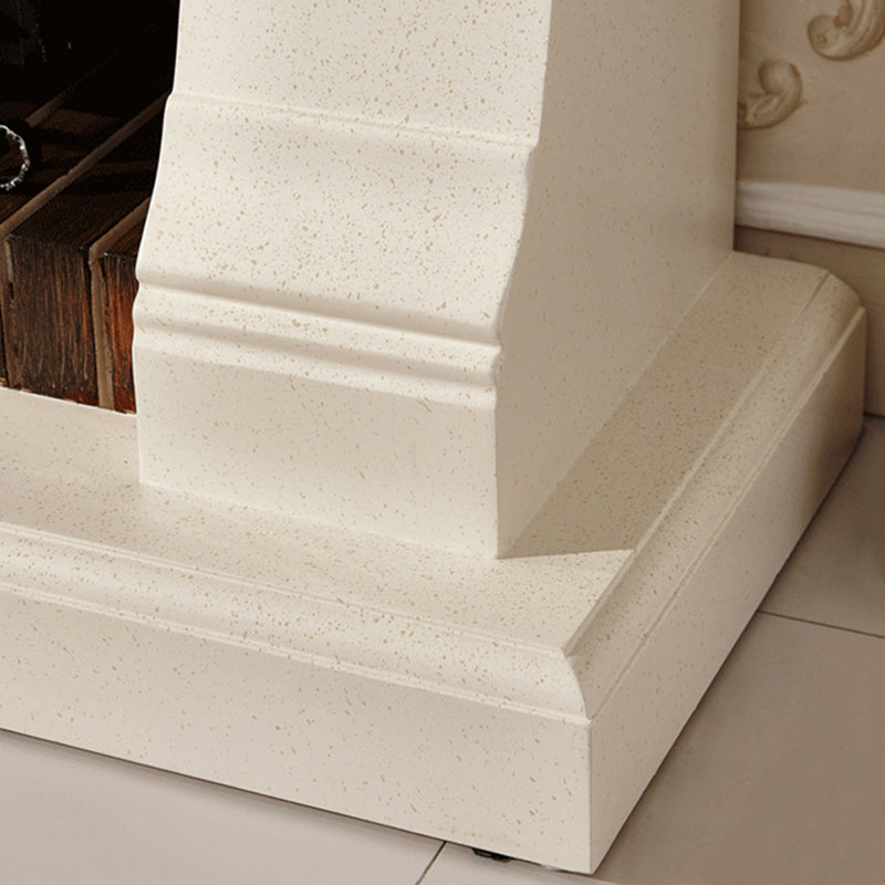 Foyer électrique en bois massif beige, Beige