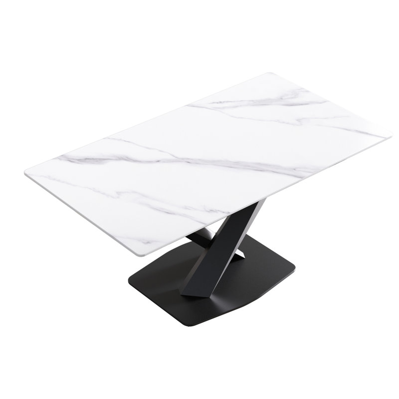 Table de salle à manger Buloke Modern 6 places, White, H 29,30 po x l 62,13 po x P 32,28 po