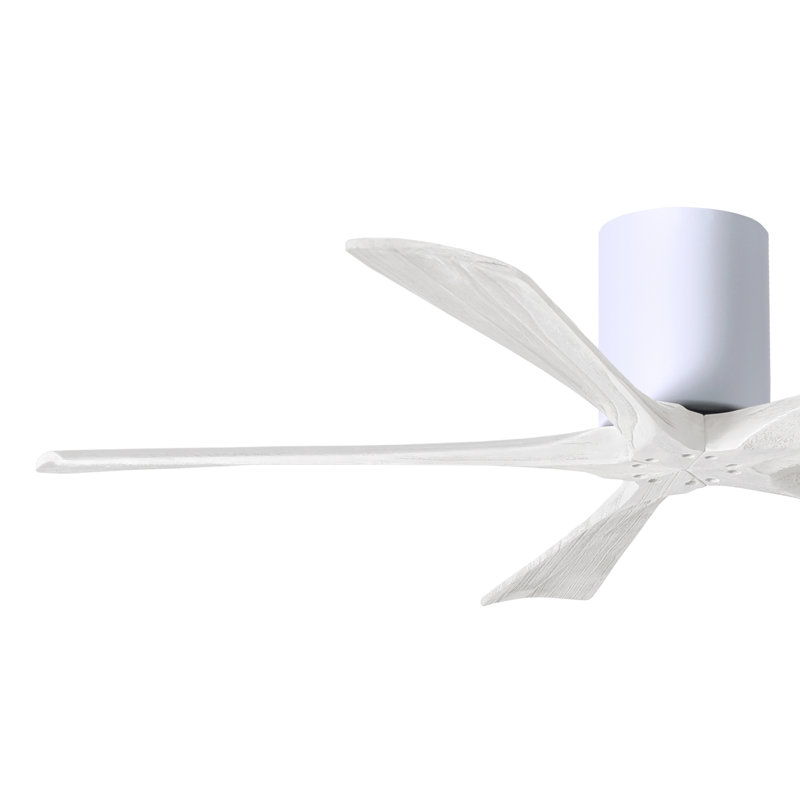 60" Irene 5-Blade Hugger Ceiling Fan with Wall Remote, Gloss White, Matte White, 52"