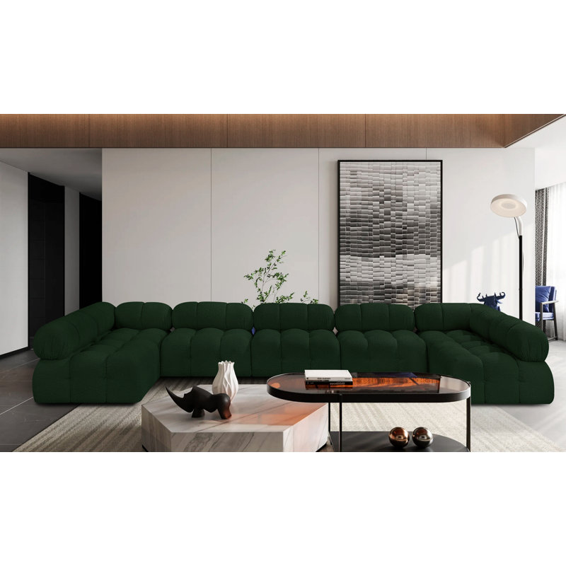 Canapé modulaire 170 po Ames, Tissu bouclé vert