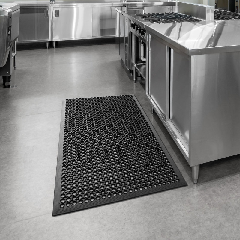 Tapis de sol anti-fatigue pour restaurant, tapis de drainage en caoutchouc antidérapant, Rectangulaire 3 pi x 5 pi