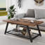 Table basse de salon à 2 niveaux en bois et métal Mnimalist Vintage Farmhouse