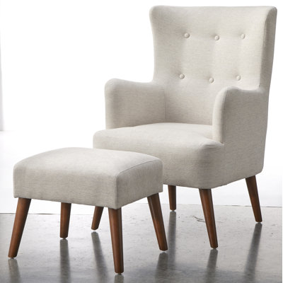 Piersten Upholstered Wingback Chair With Ottoman