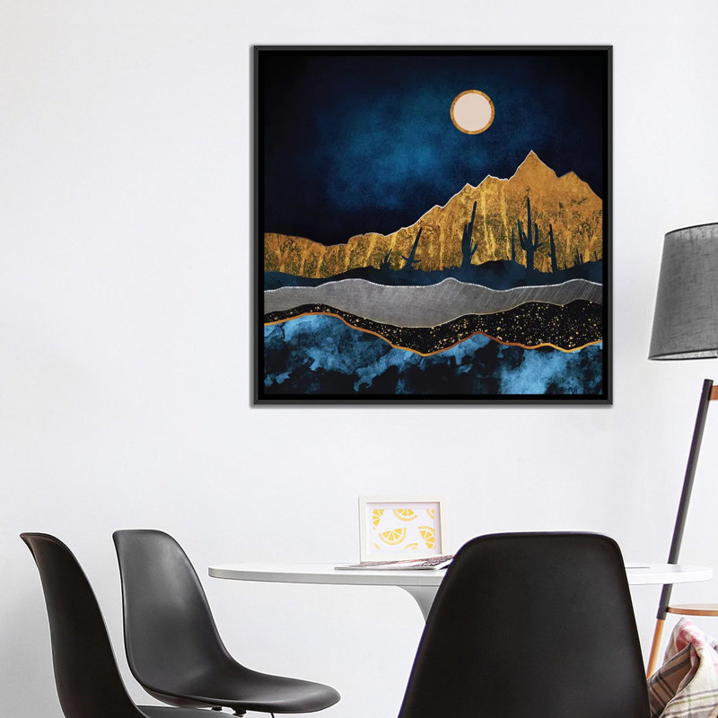 Désert de minuit, H 37 po x l 37 po x P 1,5 po, Toile avec cadre noir, Pas de tapis