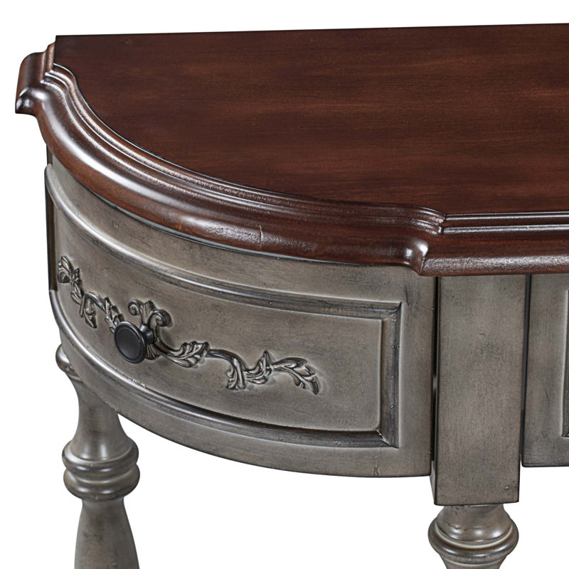 Canapé à console moderne et contemporain avec 4 tiroirs et 1 tablette, Gris antique